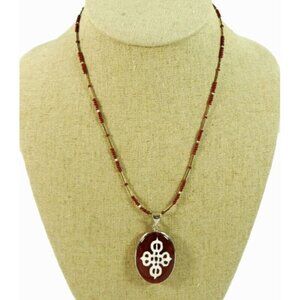 Tibetan Cross Stone Necklace Statement Choker Magnetic Clasp 16in